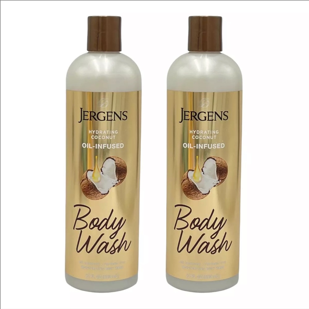 2 Pack Jergens Hydrating Coconut Oil Infused Moisturizing Body Wash 22 oz